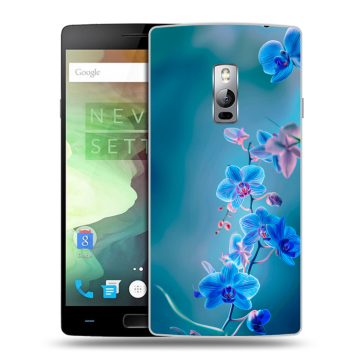 Пластиковый чехол на OnePlus 2 с принтом Голубые цветы Пластиковый чехол на OnePlus 2 с принтом Голубые цветы