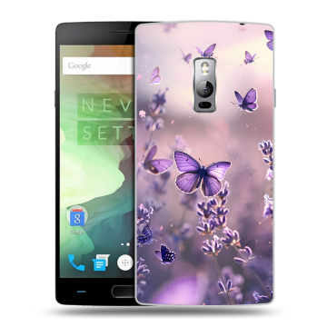 Пластиковый чехол на OnePlus 2 с принтом бабочки и лаванда Пластиковый чехол на OnePlus 2 с принтом бабочки и лаванда