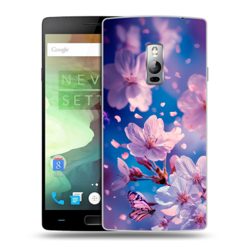 Пластиковый чехол на OnePlus 2 с принтом цветы бабочки Пластиковый чехол на OnePlus 2 с принтом цветы бабочки