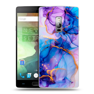 Пластиковый чехол на OnePlus 2 с принтом синий мрамор Пластиковый чехол на OnePlus 2 с принтом синий мрамор