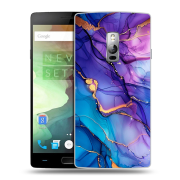 Пластиковый чехол на OnePlus 2 с принтом синий мрамор Пластиковый чехол на OnePlus 2 с принтом синий мрамор