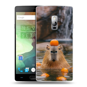 Пластиковый чехол на OnePlus 2 с принтом Капибара с апельсином