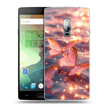 Пластиковый чехол на OnePlus 2 с принтом бабочки розовые Пластиковый чехол на OnePlus 2 с принтом бабочки розовые