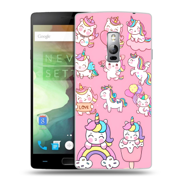 Пластиковый чехол на OnePlus 2 с принтом Единороги и радуга