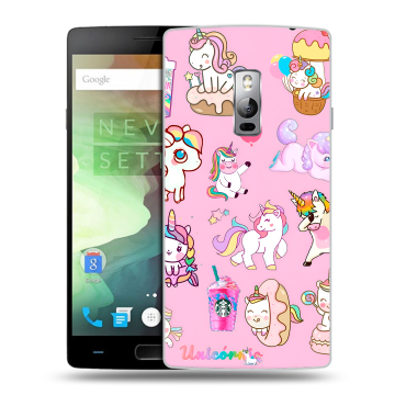 Пластиковый чехол на OnePlus 2 с принтом розовые единороги Пластиковый чехол на OnePlus 2 с принтом розовые единороги
