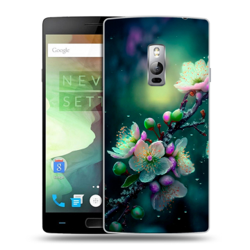 Пластиковый чехол на OnePlus 2 с принтом Цветы и мрамор