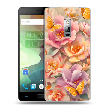 Пластиковый чехол на OnePlus 2 с принтом Цветы и бабочки