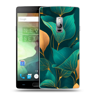Пластиковый чехол на OnePlus 2 с принтом Листья и золото