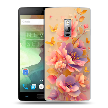 Пластиковый чехол на OnePlus 2 с принтом Цветы и бабочки