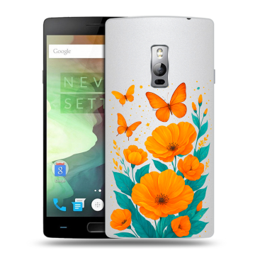 Пластиковый чехол на OnePlus 2 с принтом цветы бабочки
