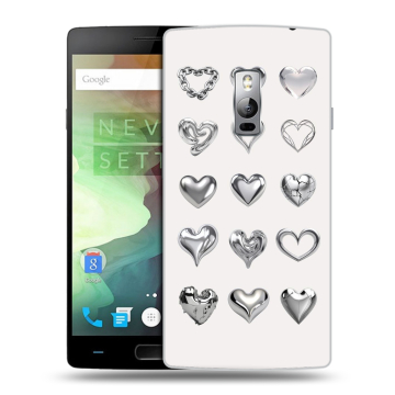 Пластиковый чехол на OnePlus 2 с принтом Y2K сердечки Пластиковый чехол на OnePlus 2 с принтом Y2K сердечки