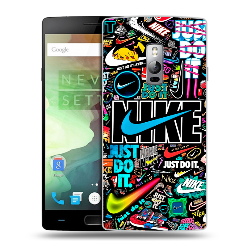 Пластиковый чехол на OnePlus 2 с принтом найк nike черный Пластиковый чехол на OnePlus 2 с принтом найк nike черный