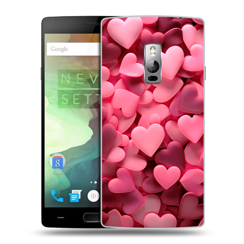 Пластиковый чехол на OnePlus 2 с принтом розовые сердечки Пластиковый чехол на OnePlus 2 с принтом розовые сердечки