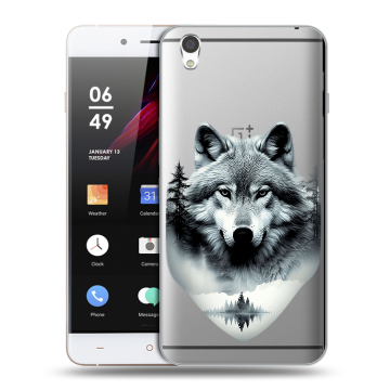 Пластиковый чехол на OnePlus X с принтом Волк в лесу Пластиковый чехол на OnePlus X с принтом Волк в лесу