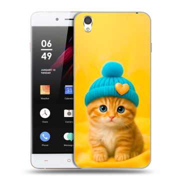 Пластиковый чехол на OnePlus X с принтом Котенок в шапке Пластиковый чехол на OnePlus X с принтом Котенок в шапке