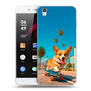 Пластиковый чехол на OnePlus X с принтом Корги на скейте Пластиковый чехол на OnePlus X с принтом Корги на скейте