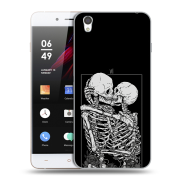 Пластиковый чехол на OnePlus X с принтом Поцелуй скелетов Пластиковый чехол на OnePlus X с принтом Поцелуй скелетов