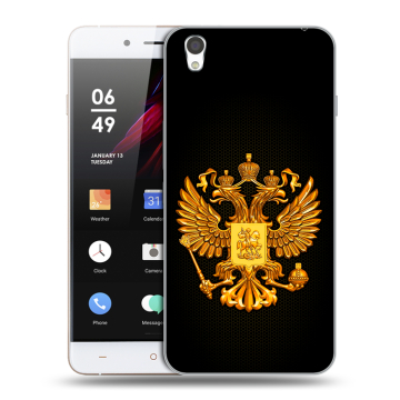 Пластиковый чехол на OnePlus X с принтом Герб России желтый Пластиковый чехол на OnePlus X с принтом Герб России желтый