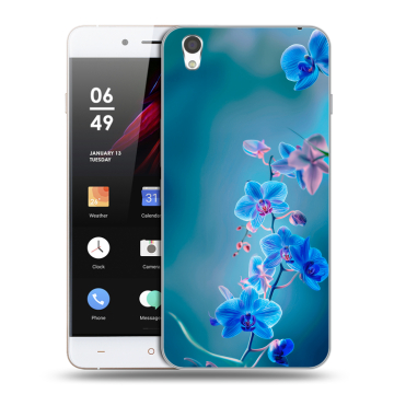Пластиковый чехол на OnePlus X с принтом Голубые цветы Пластиковый чехол на OnePlus X с принтом Голубые цветы