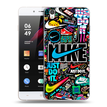Пластиковый чехол на OnePlus X с принтом найк nike черный