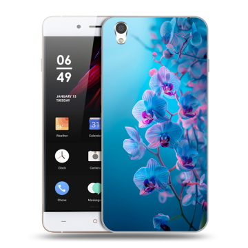 Пластиковый чехол на OnePlus X с принтом голубые орхидеи Пластиковый чехол на OnePlus X с принтом голубые орхидеи