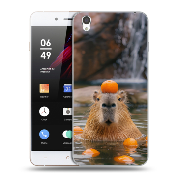 Пластиковый чехол на OnePlus X с принтом Капибара с апельсином Пластиковый чехол на OnePlus X с принтом Капибара с апельсином