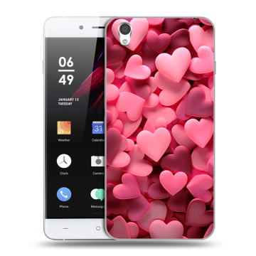 Пластиковый чехол на OnePlus X с принтом розовые сердечки Пластиковый чехол на OnePlus X с принтом розовые сердечки