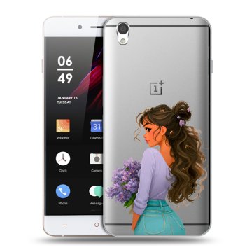 Пластиковый чехол на OnePlus X с принтом девушка цветы Пластиковый чехол на OnePlus X с принтом девушка цветы