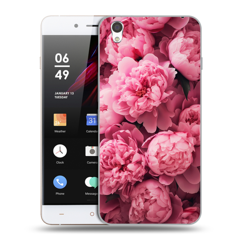 Пластиковый чехол на OnePlus X с принтом цветы пионы Пластиковый чехол на OnePlus X с принтом цветы пионы