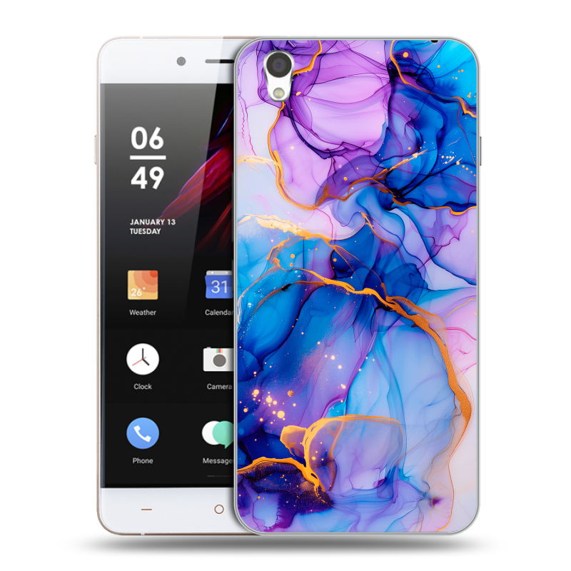 Пластиковый чехол на OnePlus X с принтом синий мрамор Пластиковый чехол на OnePlus X с принтом синий мрамор