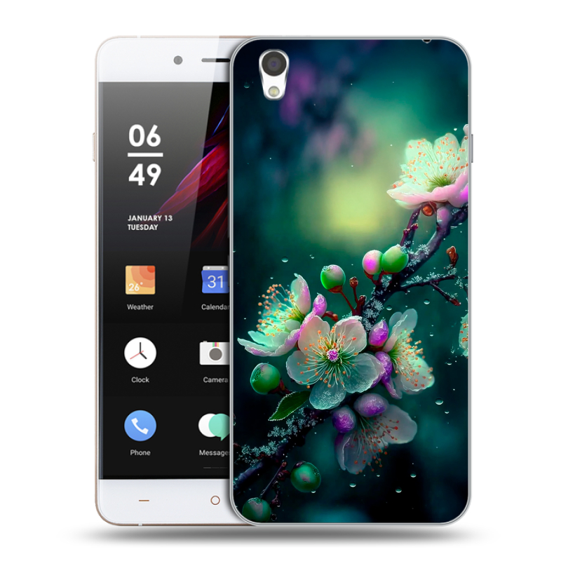 Пластиковый чехол на OnePlus X с принтом Цветы и мрамор Пластиковый чехол на OnePlus X с принтом Цветы и мрамор