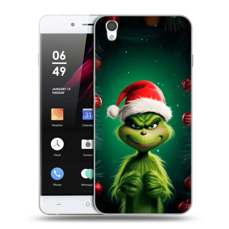 Пластиковый чехол на OnePlus X с принтом Гринч Новый год Рождество Пластиковый чехол на OnePlus X с принтом Гринч Новый год Рождество