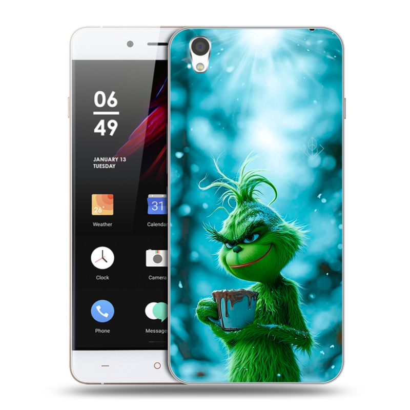 Пластиковый чехол на OnePlus X с принтом Новый год гринч Пластиковый чехол на OnePlus X с принтом Новый год гринч