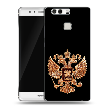 Силиконовый чехол на Huawei P9 с принтом Герб России золотой