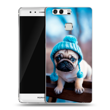 Силиконовый чехол на Huawei P9 с принтом Мопс в шапке Силиконовый чехол на Huawei P9 с принтом Мопс в шапке
