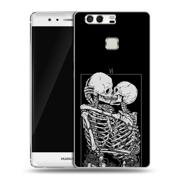 Силиконовый чехол на Huawei P9 с принтом Поцелуй скелетов Силиконовый чехол на Huawei P9 с принтом Поцелуй скелетов