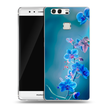 Силиконовый чехол на Huawei P9 с принтом Голубые цветы Силиконовый чехол на Huawei P9 с принтом Голубые цветы