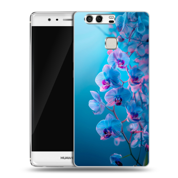 Силиконовый чехол на Huawei P9 с принтом голубые орхидеи Силиконовый чехол на Huawei P9 с принтом голубые орхидеи