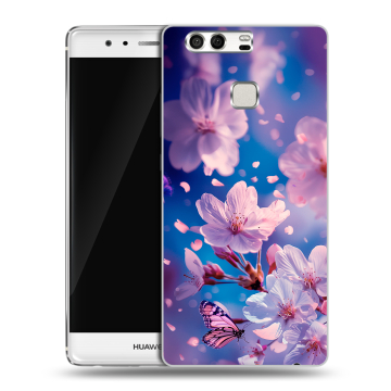 Силиконовый чехол на Huawei P9 с принтом цветы бабочки Силиконовый чехол на Huawei P9 с принтом цветы бабочки