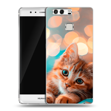 Силиконовый чехол на Huawei P9 с принтом котик Силиконовый чехол на Huawei P9 с принтом котик