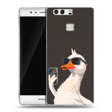 Силиконовый чехол на Huawei P9 с принтом утка в очках Силиконовый чехол на Huawei P9 с принтом утка в очках