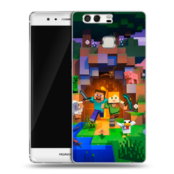 Силиконовый чехол на Huawei P9 с принтом Майнкрафт Minecraft