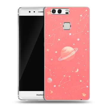Силиконовый чехол на Huawei P9 с принтом Розовый космос Силиконовый чехол на Huawei P9 с принтом Розовый космос