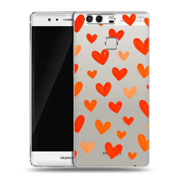 Силиконовый чехол на Huawei P9 с принтом Сердечки Силиконовый чехол на Huawei P9 с принтом Сердечки
