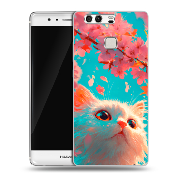Силиконовый чехол на Huawei P9 с принтом Красивый кот Силиконовый чехол на Huawei P9 с принтом Красивый кот