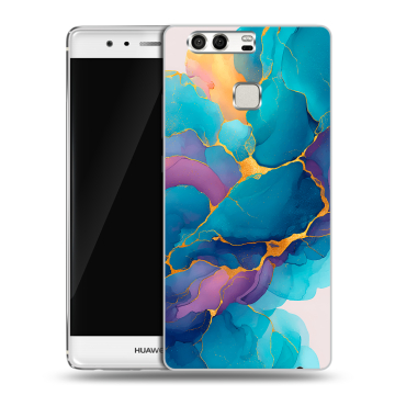 Силиконовый чехол на Huawei P9 с принтом Мрамор блестки Силиконовый чехол на Huawei P9 с принтом Мрамор блестки