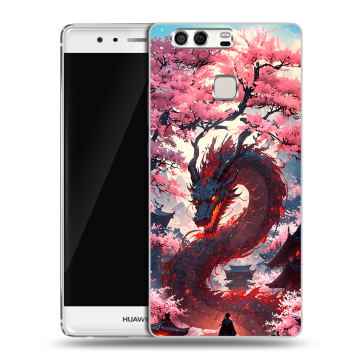 Силиконовый чехол на Huawei P9 с принтом Дракон Японский Силиконовый чехол на Huawei P9 с принтом Дракон Японский