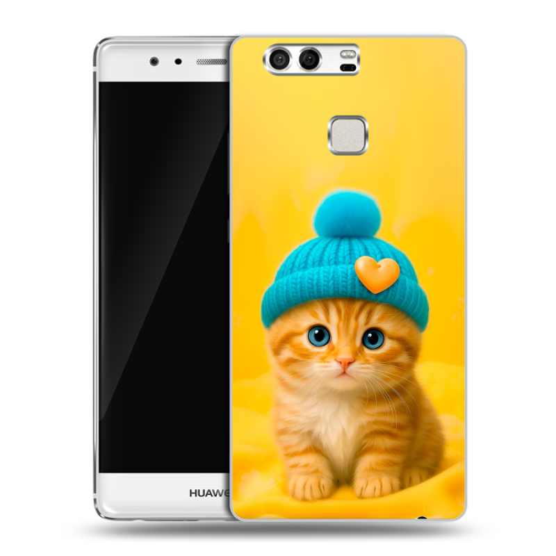 Силиконовый чехол на Huawei P9 с принтом Котенок в шапке Силиконовый чехол на Huawei P9 с принтом Котенок в шапке