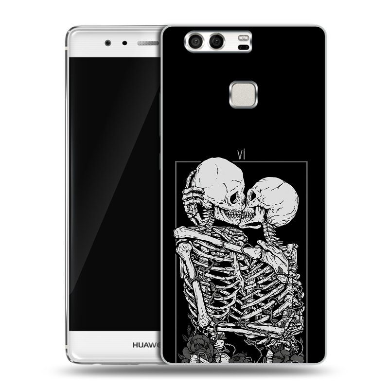 Силиконовый чехол на Huawei P9 с принтом Поцелуй скелетов Силиконовый чехол на Huawei P9 с принтом Поцелуй скелетов
