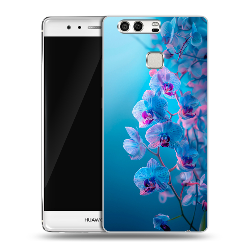 Силиконовый чехол на Huawei P9 с принтом голубые орхидеи Силиконовый чехол на Huawei P9 с принтом голубые орхидеи
